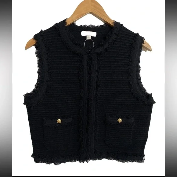 J.Crew NEW! Textured Vest In Fine Boucle Size S In Black - Picture 3 of 9